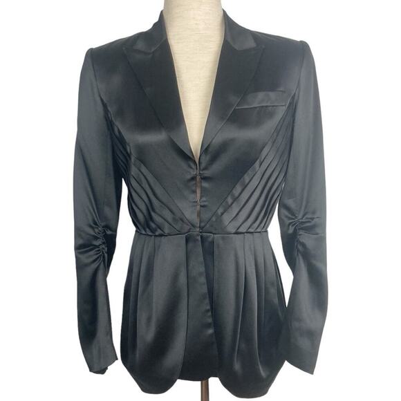 ALICE + OLIVIA Silk Blazer Jacket in Black - Size XS - Picture 1 of 10